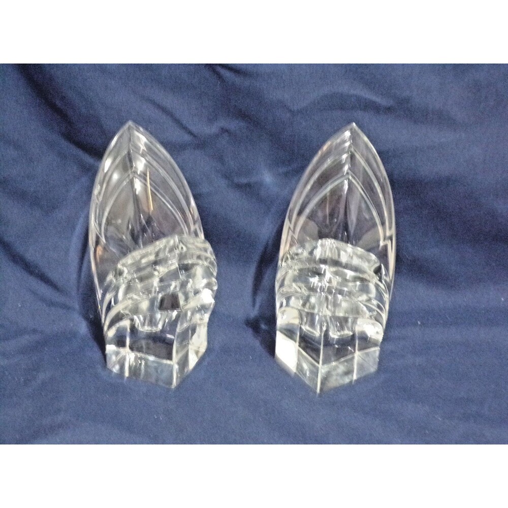 Mikasa Crystal Art Deco Chevron V-Shape Taper Candle Holder Made in Germany (2)